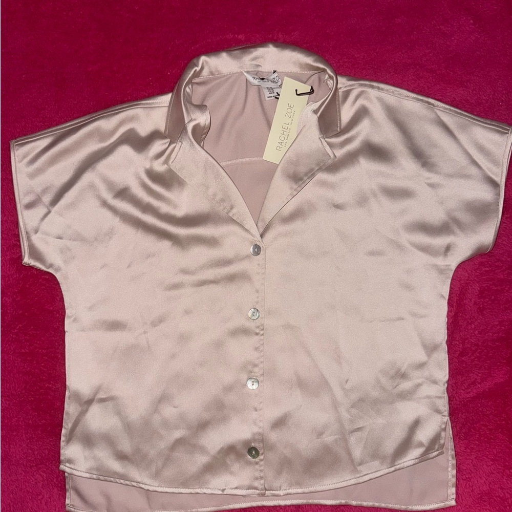 Rachel Zoe Blush Satin Blouse